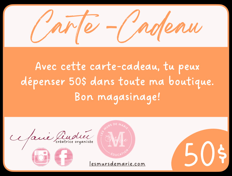 CARTE-CADEAU 50$