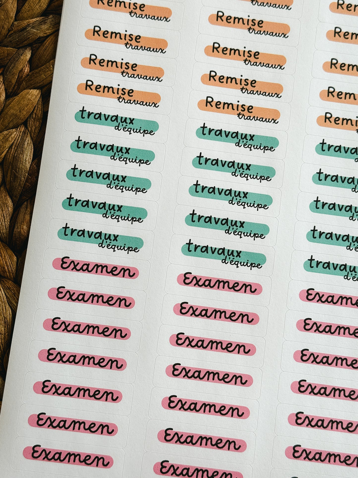 Étiquettes étudiants: remise - travaux - examen