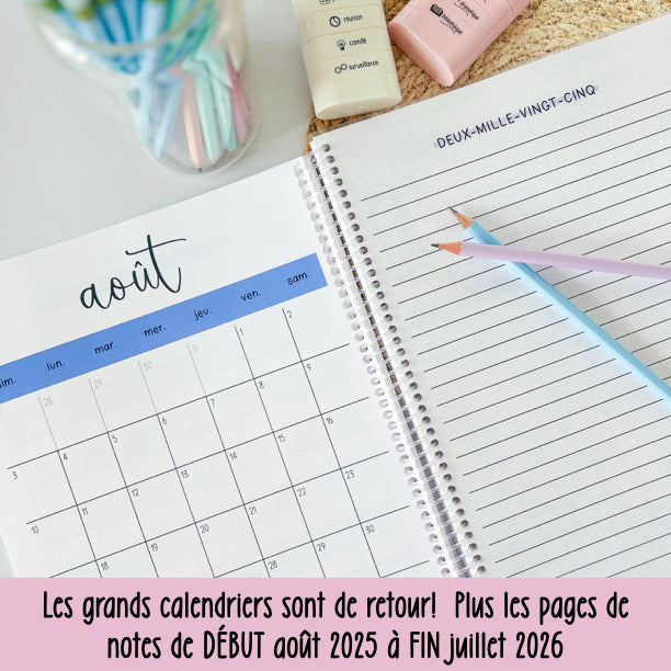 agenda SECRÉTAIRE 2025-2026 CAFÉ LATTÉ