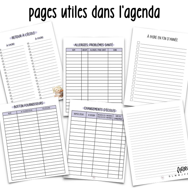 agenda SECRÉTAIRE 2025-2026 CAFÉ LATTÉ