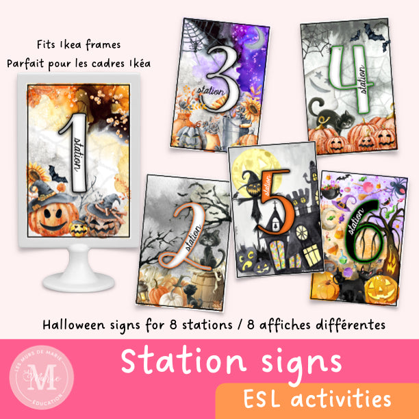 Halloween station signs / Affiches pour ateliers