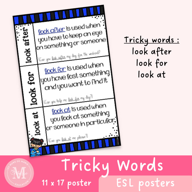 Tricky words look after / for / at
