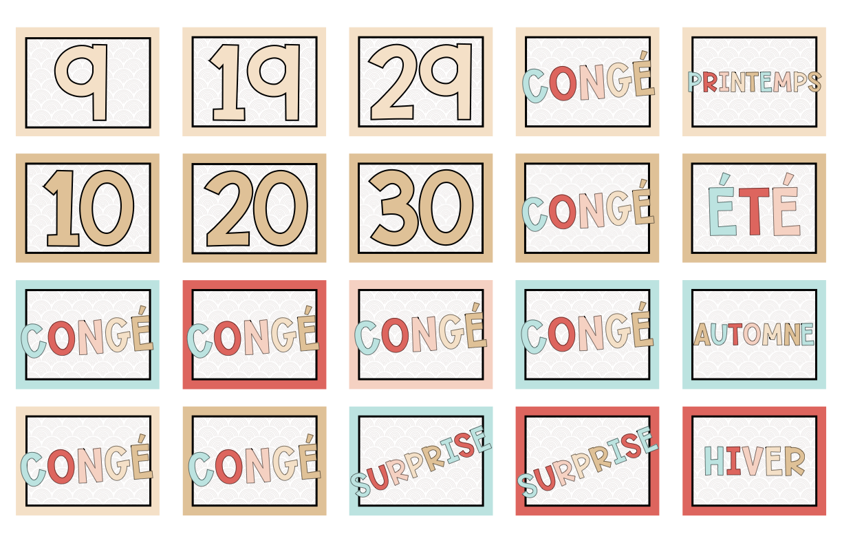 BOHO DÉCOR DE CLASSE - CALENDRIER MURAL