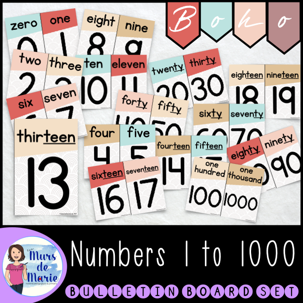 BOHO THEME NUMBER POSTERS - CLASSROOM SET