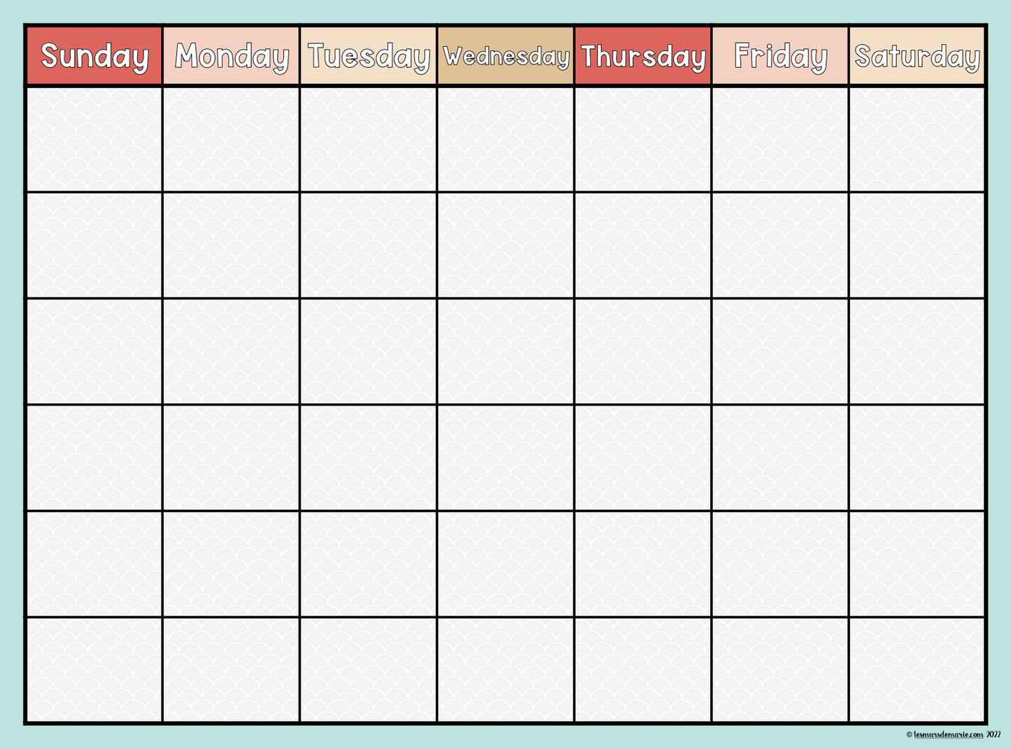 BOHO THEME WALL CALENDAR - CLASSROOM DECOR