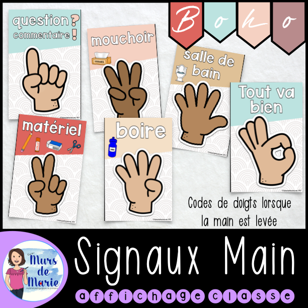 BOHO DÉCOR DE CLASSE - SIGNAUX DE LA MAIN