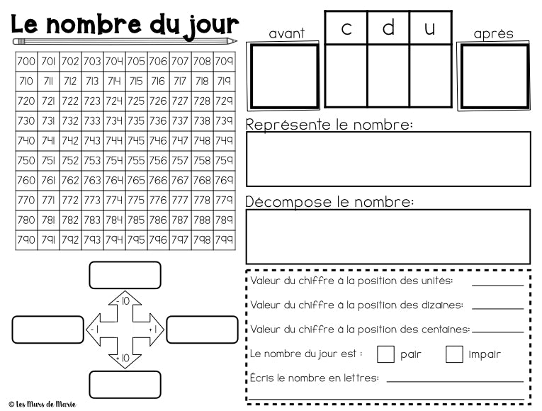 NOMBRE DU JOUR (100 À 999)