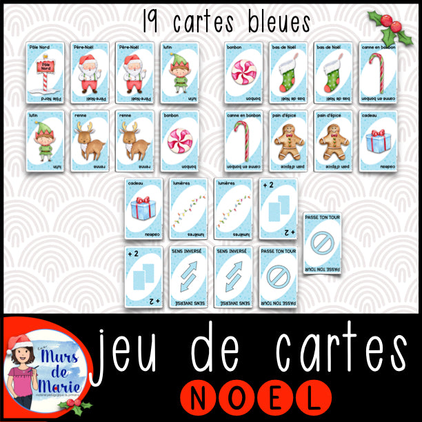 JEU DE CARTES NOEL (INSPIRÉ D'UNO) À IMPRIMER VOUS-MÊME