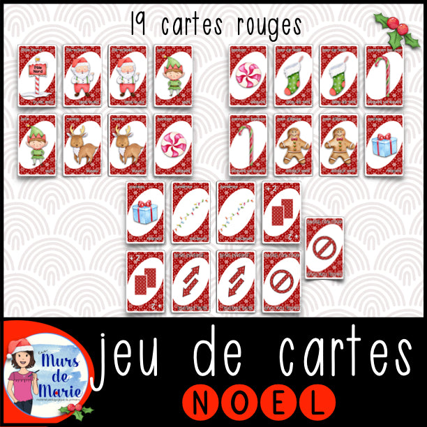 JEU DE CARTES NOEL (INSPIRÉ D'UNO) À IMPRIMER VOUS-MÊME