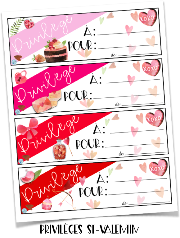 COUPONS PRIVILÈGES (THÈME RÉGULIER, NOËL, ST-VALENTIN)