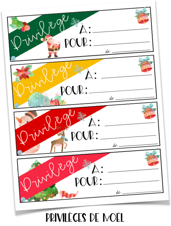COUPONS PRIVILÈGES (THÈME RÉGULIER, NOËL, ST-VALENTIN)
