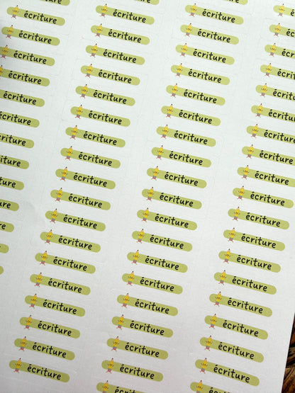 Étiquettes écriture