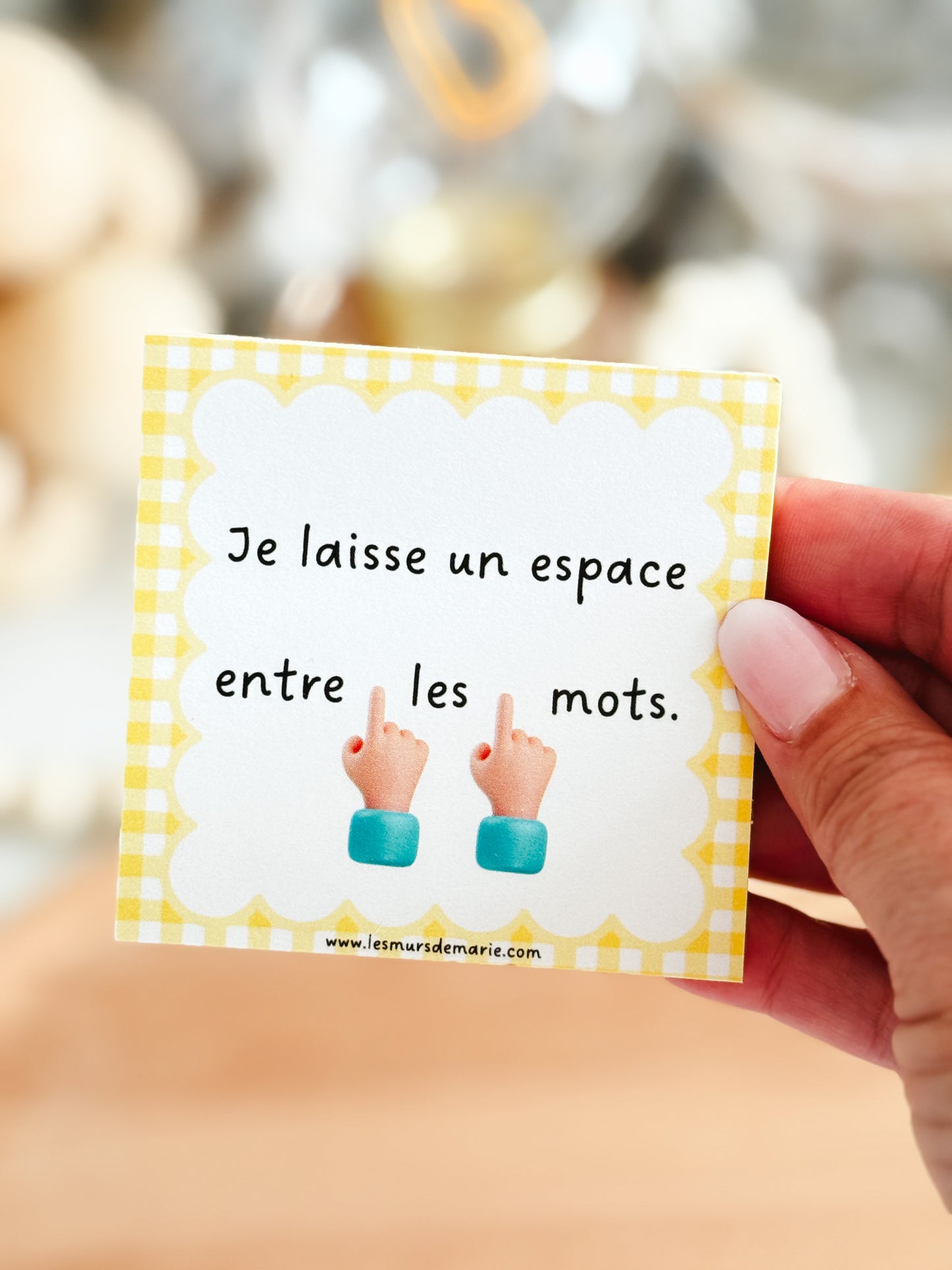 notes autocollantes "espace entre les mots"