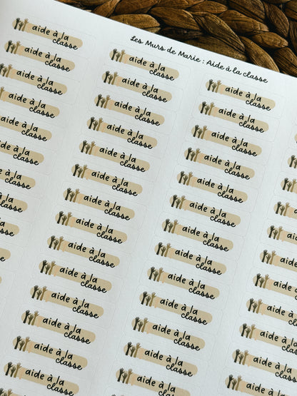 Étiquettes Aide à la classe