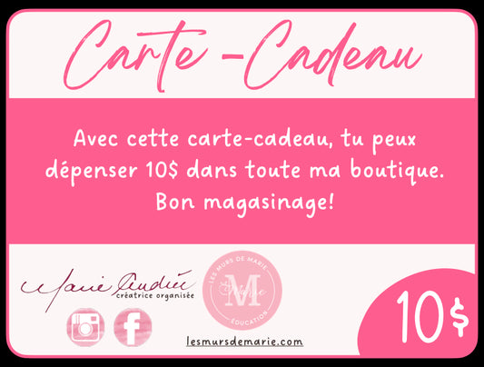 CARTE-CADEAU 10$