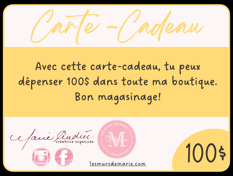 CARTE-CADEAU 100$