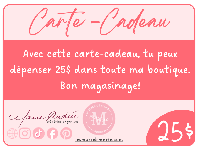 CARTE-CADEAU 25$