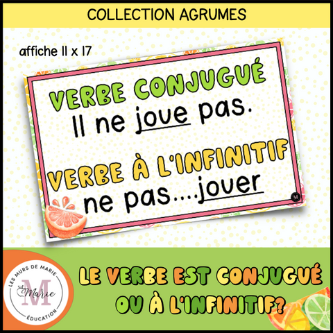 Affiche "Conjugué ou Infinitif" *Collection Agrumes*