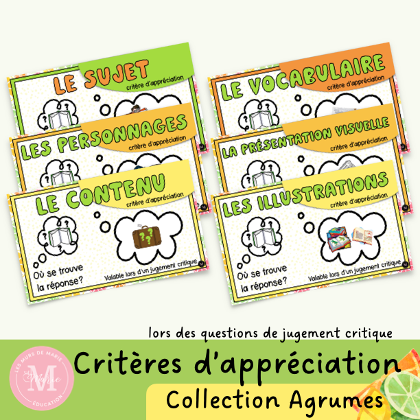 Critères Appréciation *Collection Agrumes*
