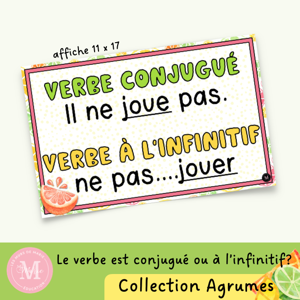 Affiche "Conjugué ou Infinitif" *Collection Agrumes*