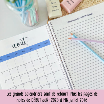 agenda SECRÉTAIRE 2025-2026 CAFÉ LATTÉ