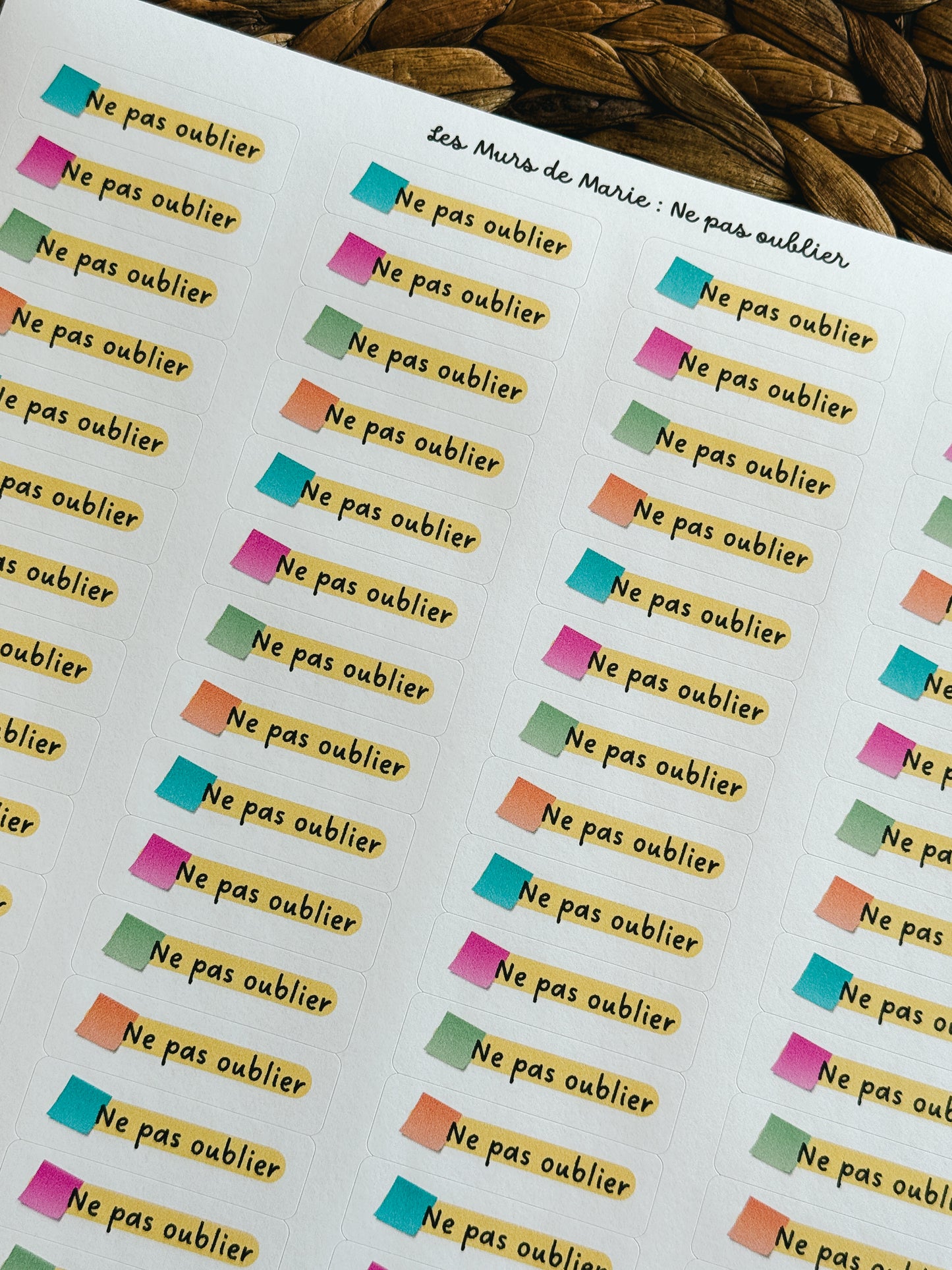 Étiquettes Ne Pas Oublier
