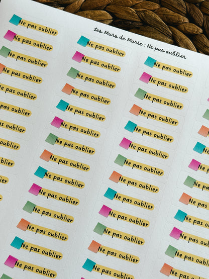 Étiquettes Ne Pas Oublier