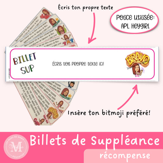 Billets de suppléance modifiables