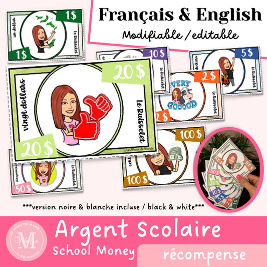 Argent scolaire modifiable