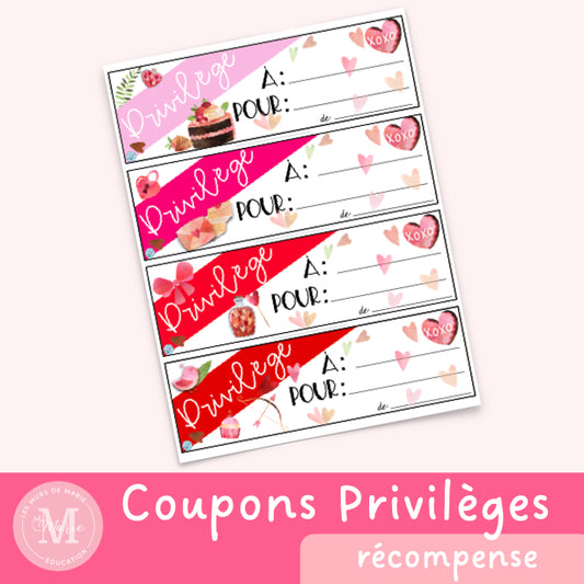 Coupons privilèges St-Valentin
