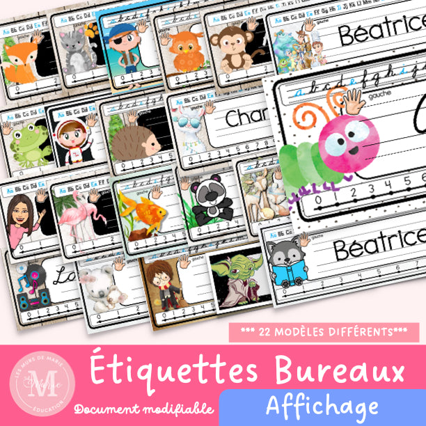 Étiquettes de bureaux modifiables (22 modèles)