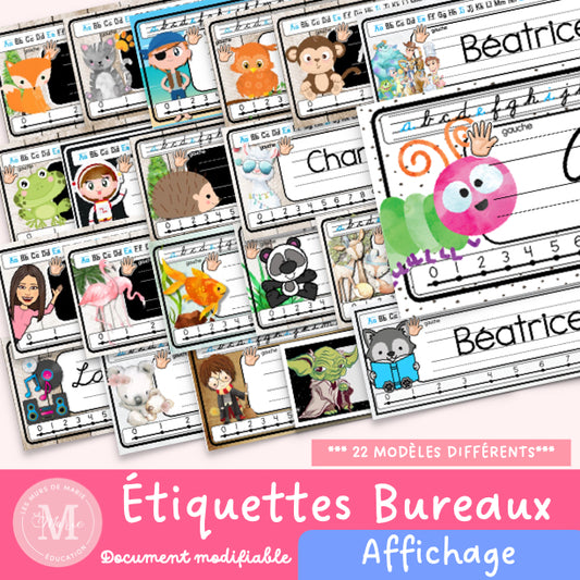 Étiquettes de bureaux modifiables (22 modèles)