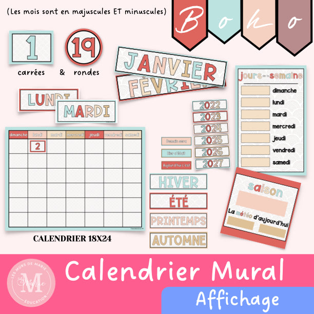 Calendrier mural *collection Boho*