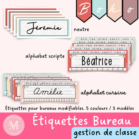 Étiquettes de bureau *collection Boho*