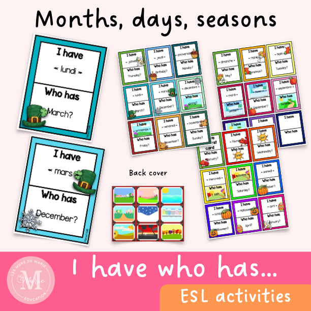 I have...who has... game: Months / Days / seasons