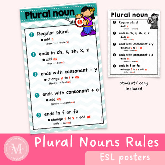 Plural noun rules poster