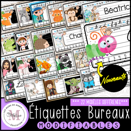 ÉTIQUETTES DE BUREAUX MODIFIABLES (22 MODÈLES)