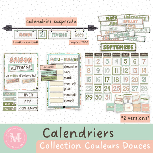 Calendrier mural *Collection Couleurs Douces*