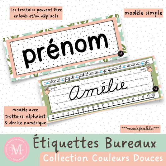 Étiquettes de Bureau *Collection Couleurs Douces*