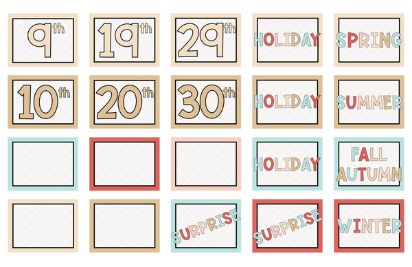 BOHO THEME WALL CALENDAR - CLASSROOM DECOR