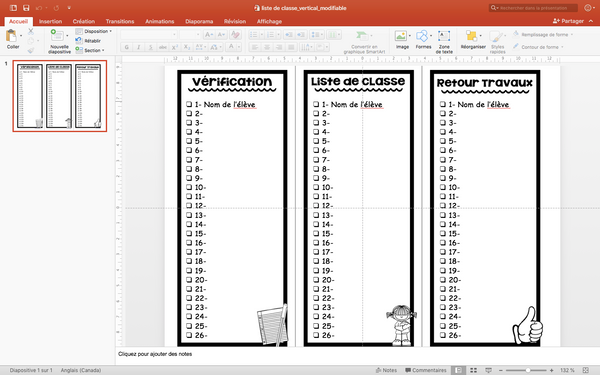 LISTES DE CLASSES MODIFIABLES