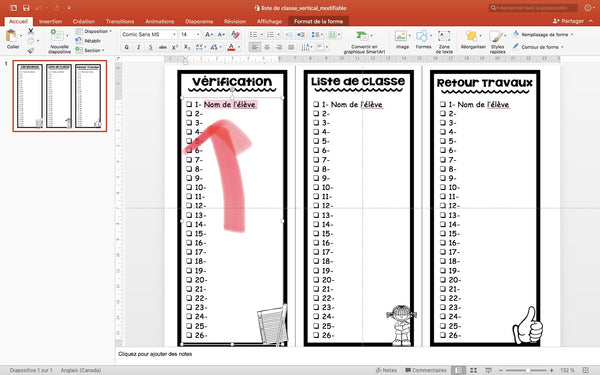 LISTES DE CLASSES MODIFIABLES