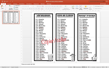 LISTES DE CLASSES MODIFIABLES