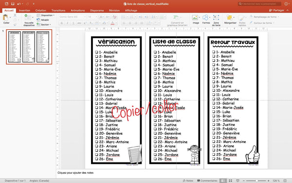 LISTES DE CLASSES MODIFIABLES