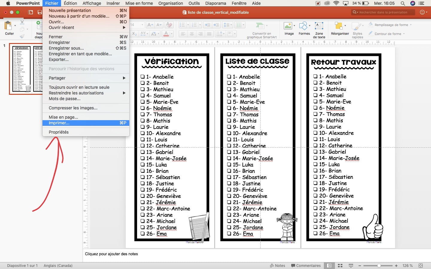 LISTES DE CLASSES MODIFIABLES