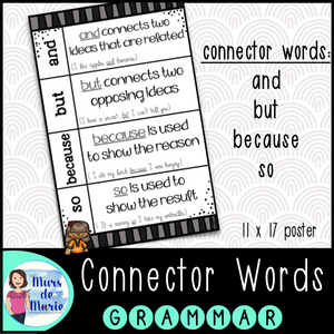 CONNECTOR WORDS AND-BUT-SO-BECAUSE POSTER