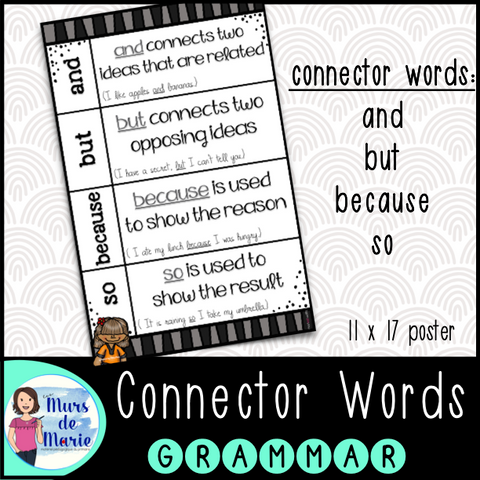 CONNECTOR WORDS AND-BUT-SO-BECAUSE POSTER