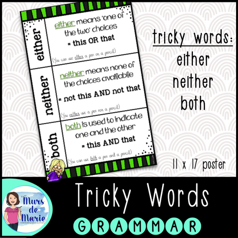 TRICKY WORDS EITHER-NEITHER-BOTH POSTER