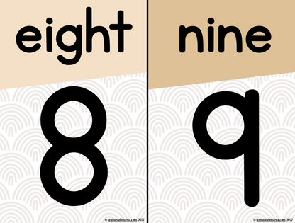 BOHO THEME NUMBER POSTERS - CLASSROOM SET