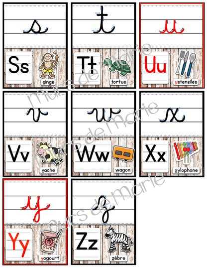 ALPHABET AFFICHES LETTRES ATTACHÉES ET DÉTACHÉES